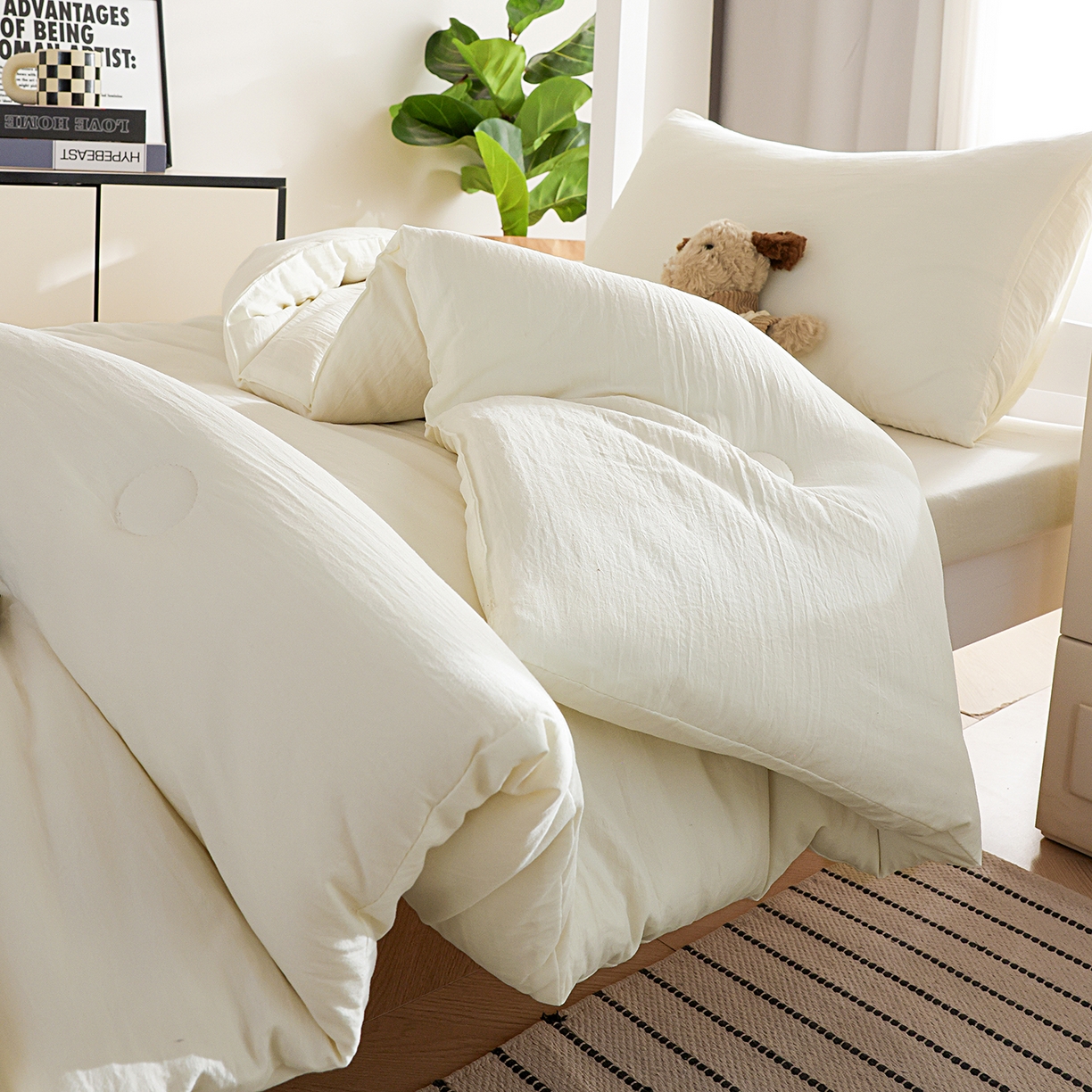 91家纺网 家纺一手货源 找家纺 益多眠 2026新款双拼云朵被冬被被子被芯 双拼系列-奶昔白