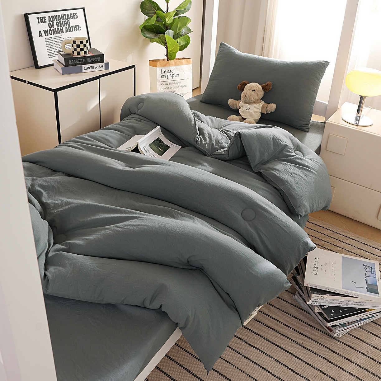 91家纺网 家纺一手货源 找家纺 益多眠 2026新款双拼云朵被冬被被子被芯 双拼系列-深灰