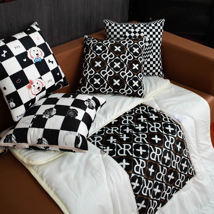 91家纺网 家纺一手货源 找家纺 （总）新奇异 2025新款黑白系列抱枕被