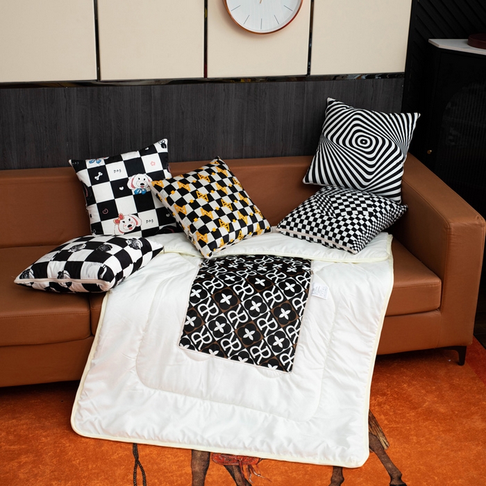 91家纺网 家纺一手货源 找家纺 （总）新奇异 2025新款黑白系列抱枕被