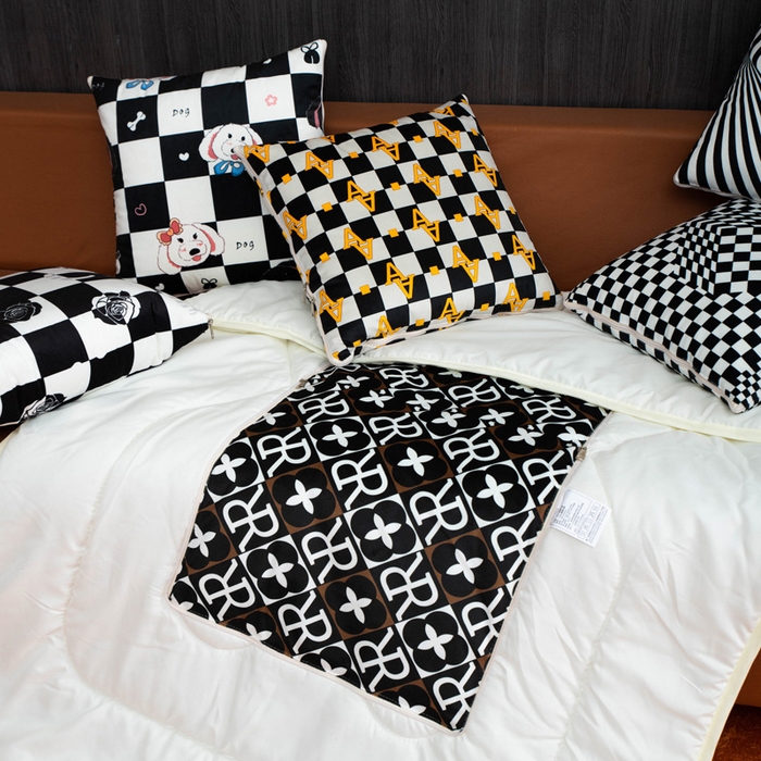 91家纺网 家纺一手货源 找家纺 （总）新奇异 2025新款黑白系列抱枕被