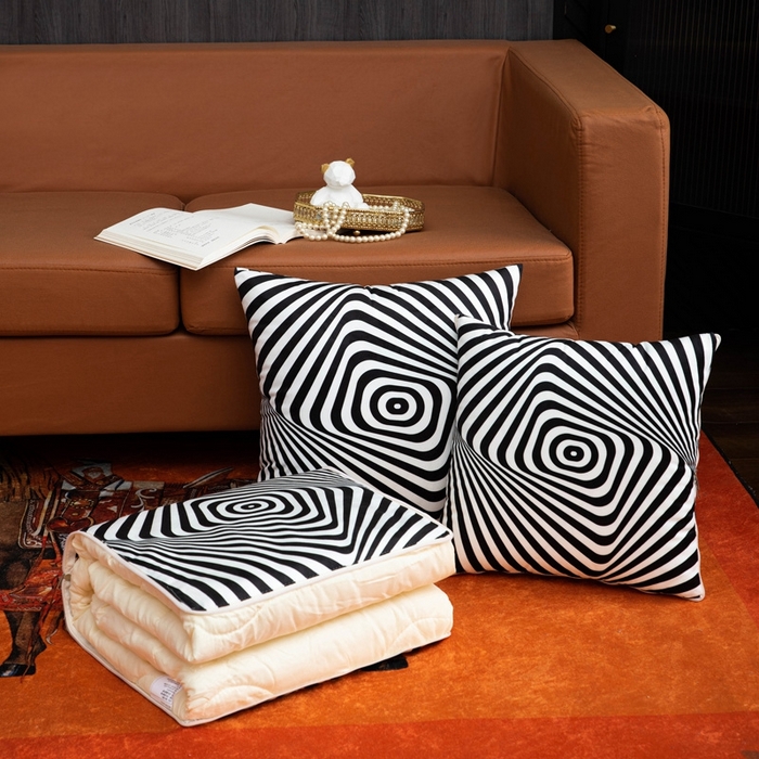 91家纺网 家纺一手货源 找家纺 （总）新奇异 2025新款黑白系列抱枕被