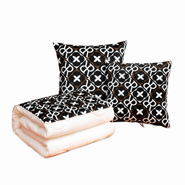 91家纺网 家纺一手货源 找家纺 新奇异 2025新款黑白系列抱枕被 R的幸福（HLR）