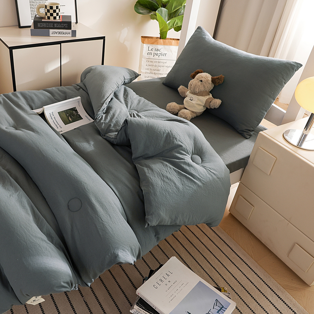 91家纺网 家纺一手货源 找家纺 益多眠 2026新款双拼云朵被冬被被子被芯 双拼系列-深灰