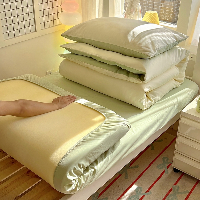 91家纺网 家纺一手货源 找家纺 （总）爱彼家纺 2025新款40支纯色全棉纯棉学生宿舍六件套