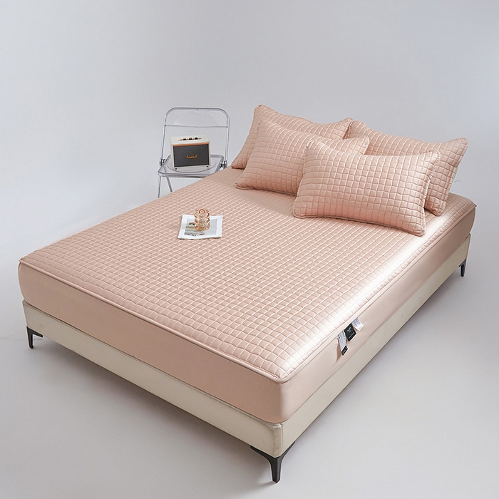 91家纺网 家纺一手货源 找家纺 伊人坊 2025新款A类全棉纯棉100s夹棉床笠 砂糖粉