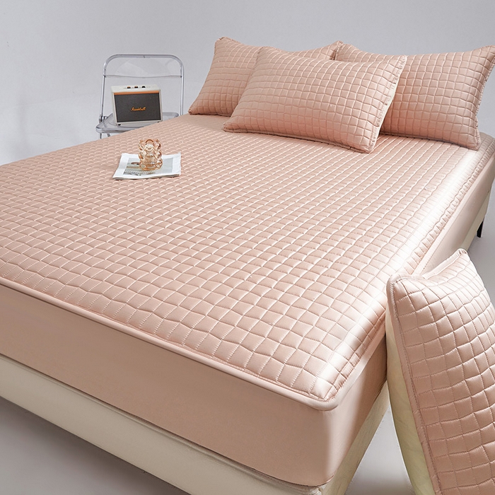 91家纺网 家纺一手货源 找家纺 伊人坊 2025新款A类全棉纯棉100s夹棉床笠 砂糖粉