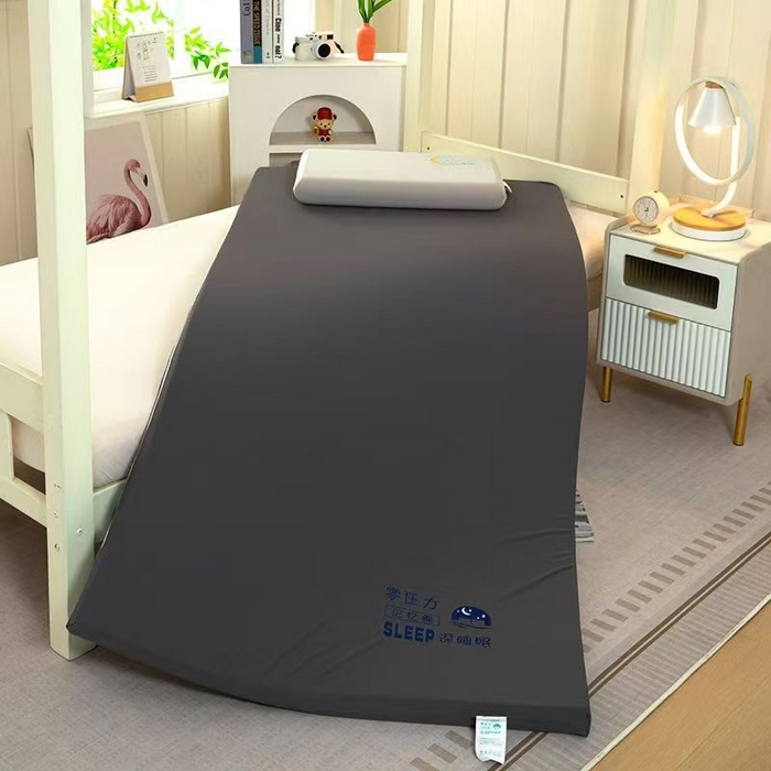 91家纺网 家纺一手货源 找家纺 一粒麦子乳胶馆2025年新款一粒麦子枕头枕芯学生宿舍高弹记忆棉蓝白双拼零压力床垫 灰色