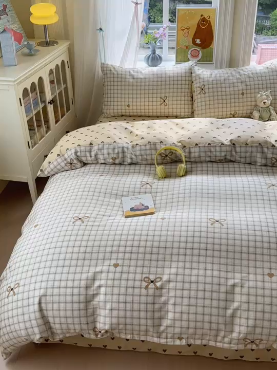 91家纺网 家纺一手货源 找家纺 觅糖家纺 2025春夏新款40支全棉纯棉斜纹13370针织四件套 极简主义