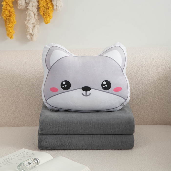 91家纺网 家纺一手货源 找家纺 新奇异 2025新款卡通抱枕 （支持定制）毯子 灰色小狗Greypuppy