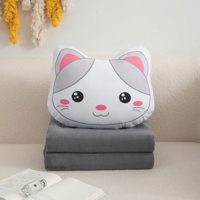 新奇异 2025新款卡通抱枕 （支持定制）毯子 小猫kitten