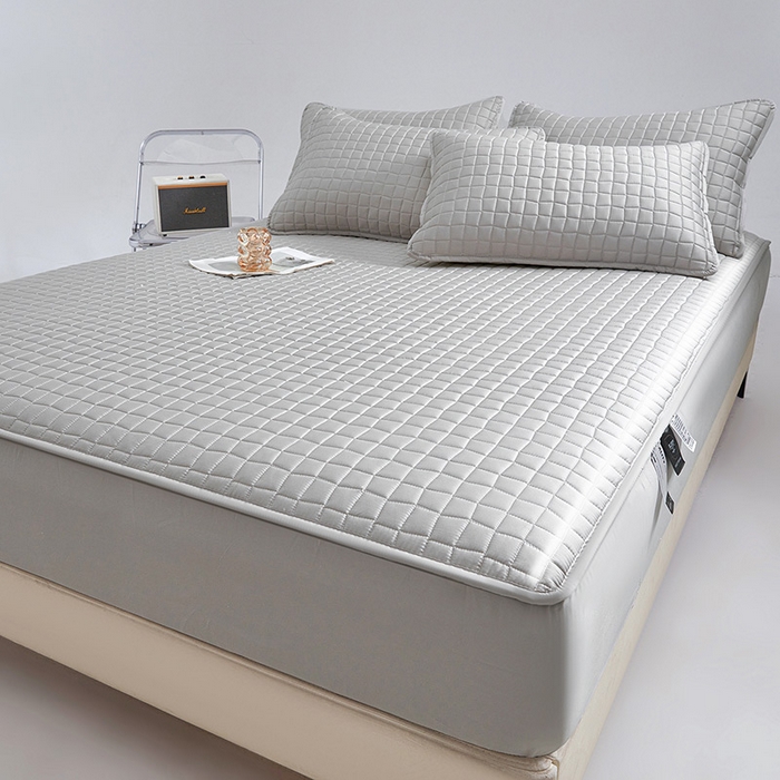 91家纺网 家纺一手货源 找家纺 伊人坊 2025新款A类全棉纯棉100s夹棉床笠 星辰灰