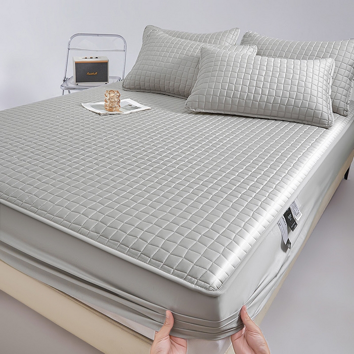 91家纺网 家纺一手货源 找家纺 伊人坊 2025新款A类全棉纯棉100s夹棉床笠 星辰灰