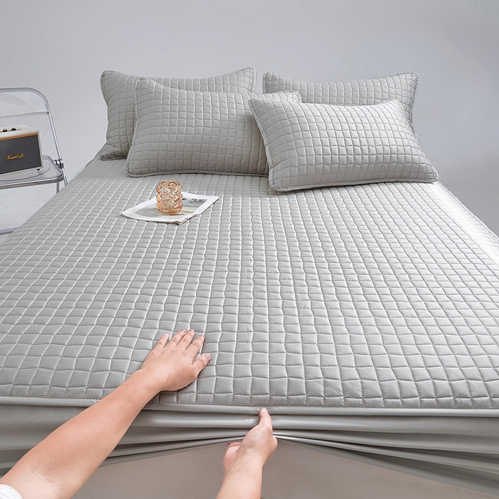 91家纺网 家纺一手货源 找家纺 伊人坊 2025新款A类全棉纯棉100s夹棉床笠 星辰灰