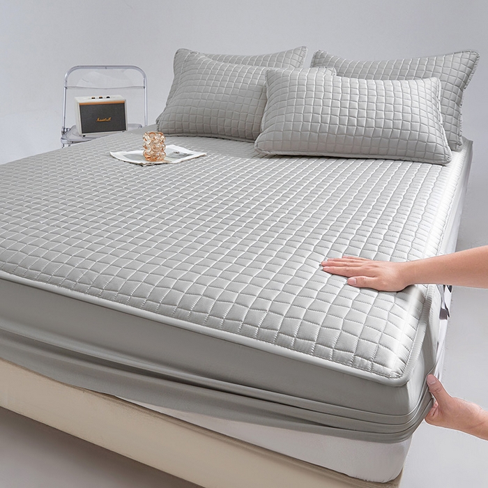 91家纺网 家纺一手货源 找家纺 伊人坊 2025新款A类全棉纯棉100s夹棉床笠 星辰灰