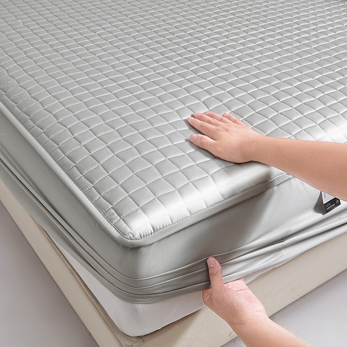 91家纺网 家纺一手货源 找家纺 伊人坊 2025新款A类全棉纯棉100s夹棉床笠 星辰灰