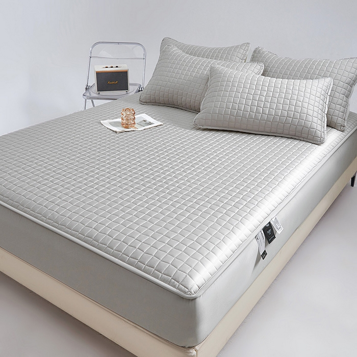 91家纺网 家纺一手货源 找家纺 伊人坊 2025新款A类全棉纯棉100s夹棉床笠 星辰灰