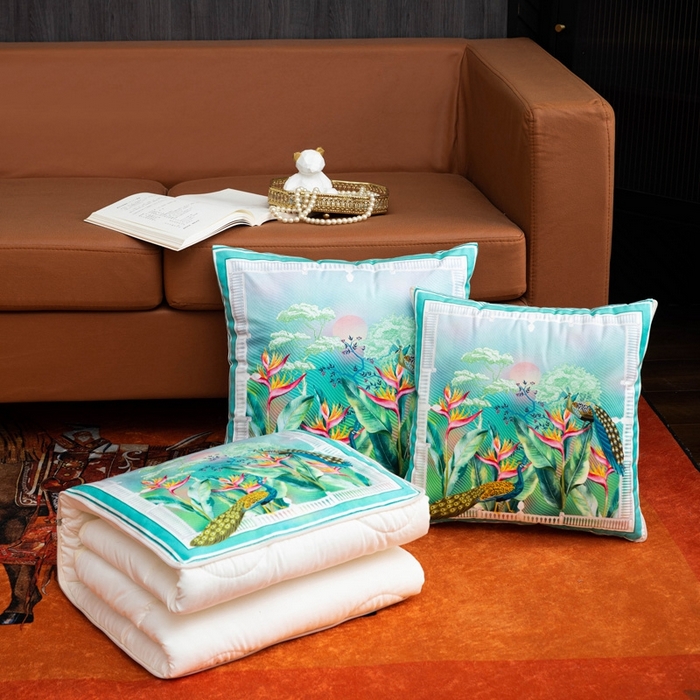 91家纺网 家纺一手货源 找家纺 新奇异 2025新款民族风抱枕被 双凤呈祥（LS）