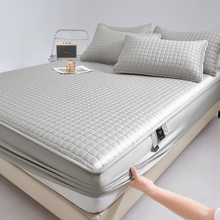 91家纺网 家纺一手货源 找家纺 伊人坊 2025新款A类全棉纯棉100s夹棉床笠 星辰灰