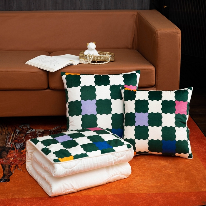 新奇异 2025新款民族风抱枕被 多彩方格（LS)