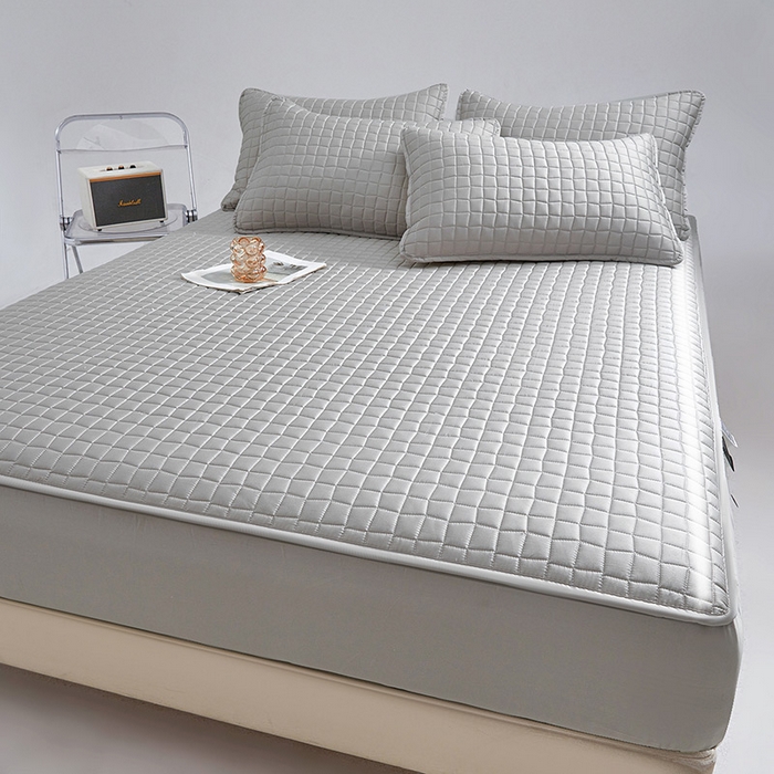 91家纺网 家纺一手货源 找家纺 伊人坊 2025新款A类全棉纯棉100s夹棉床笠 星辰灰