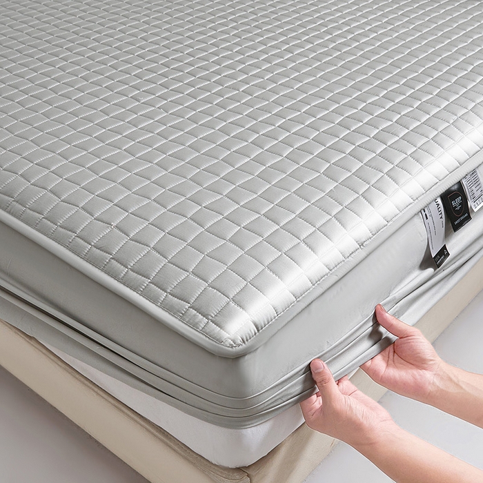 91家纺网 家纺一手货源 找家纺 伊人坊 2025新款A类全棉纯棉100s夹棉床笠 星辰灰