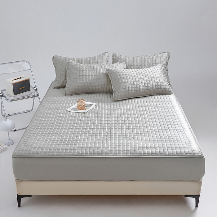 91家纺网 家纺一手货源 找家纺 伊人坊 2025新款A类全棉纯棉100s夹棉床笠 星辰灰