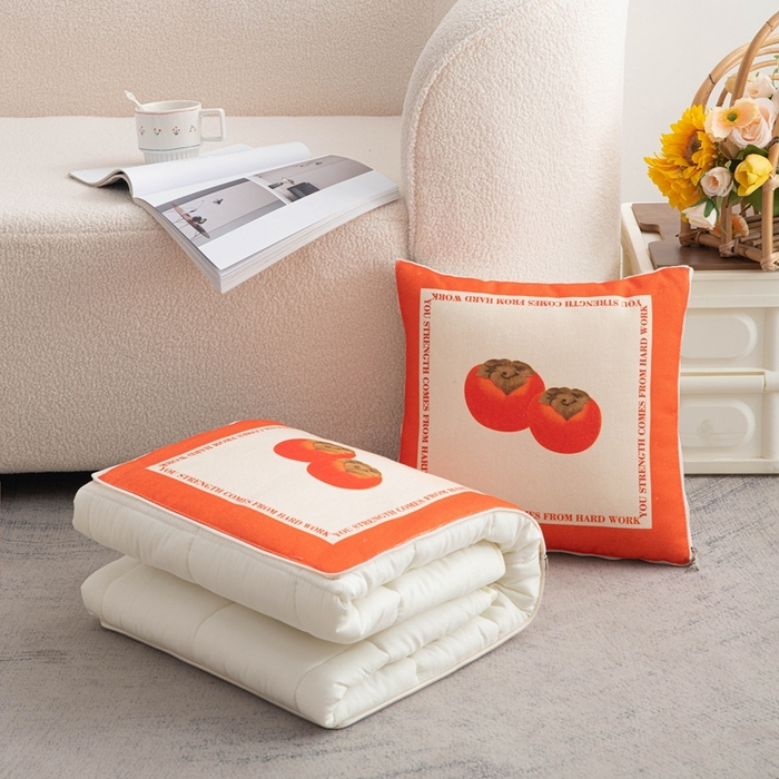 新奇异 2025新款柿柿如意棉麻抱枕被 成事