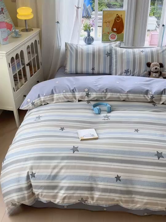 91家纺网 家纺一手货源 找家纺 觅糖家纺 2025春夏新款40支全棉纯棉斜纹13370针织四件套 星光大道