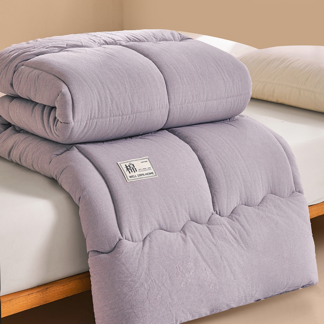 91家纺网 家纺一手货源 找家纺 西域种棉人·千百笠 （总）2025新款A类里外全棉100%新疆棉花填充夹棉床垫床护垫软垫床褥子单人双 夏洛床垫-灰