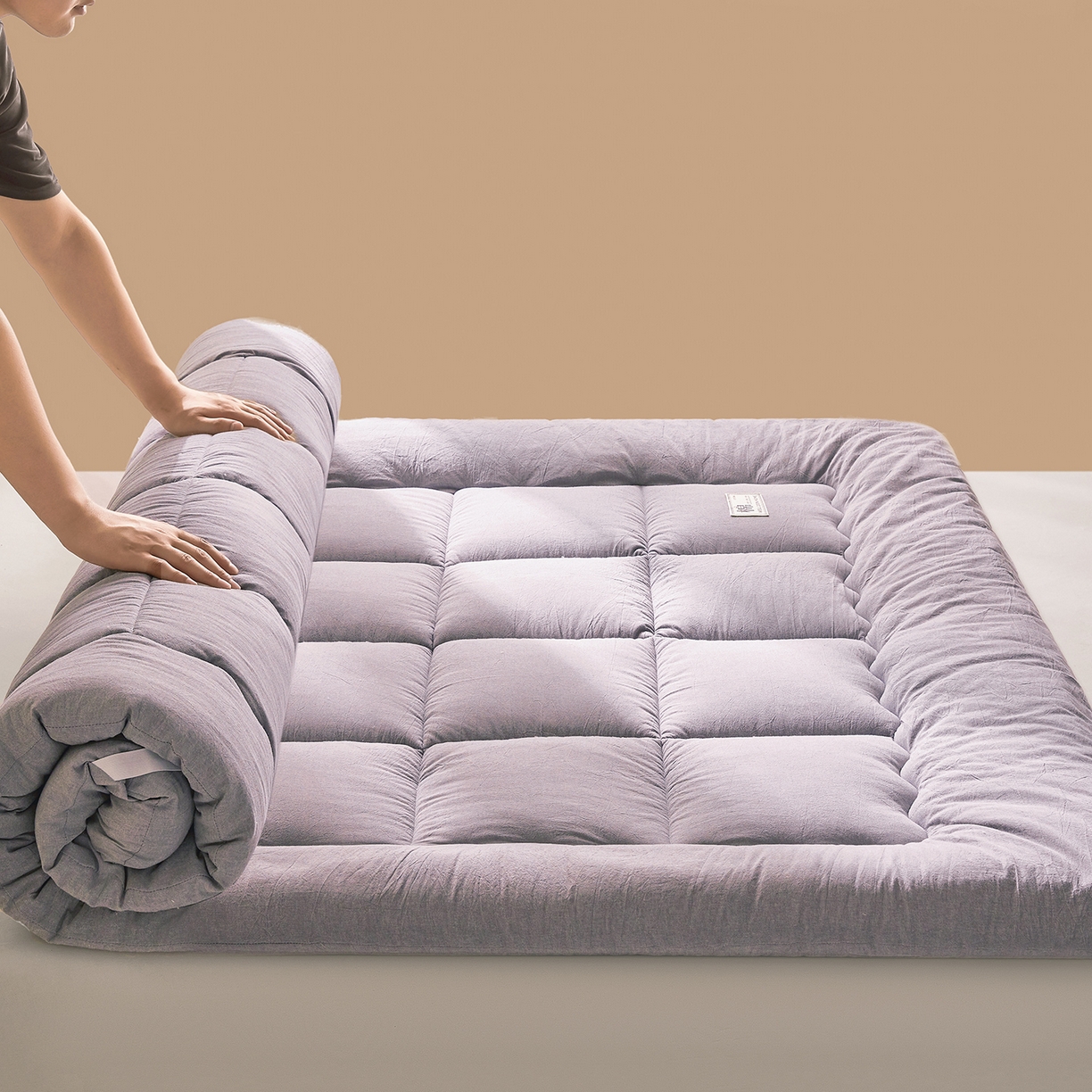 91家纺网 家纺一手货源 找家纺 西域种棉人·千百笠 （总）2025新款A类里外全棉100%新疆棉花填充夹棉床垫床护垫软垫床褥子单人双 夏洛床垫-灰