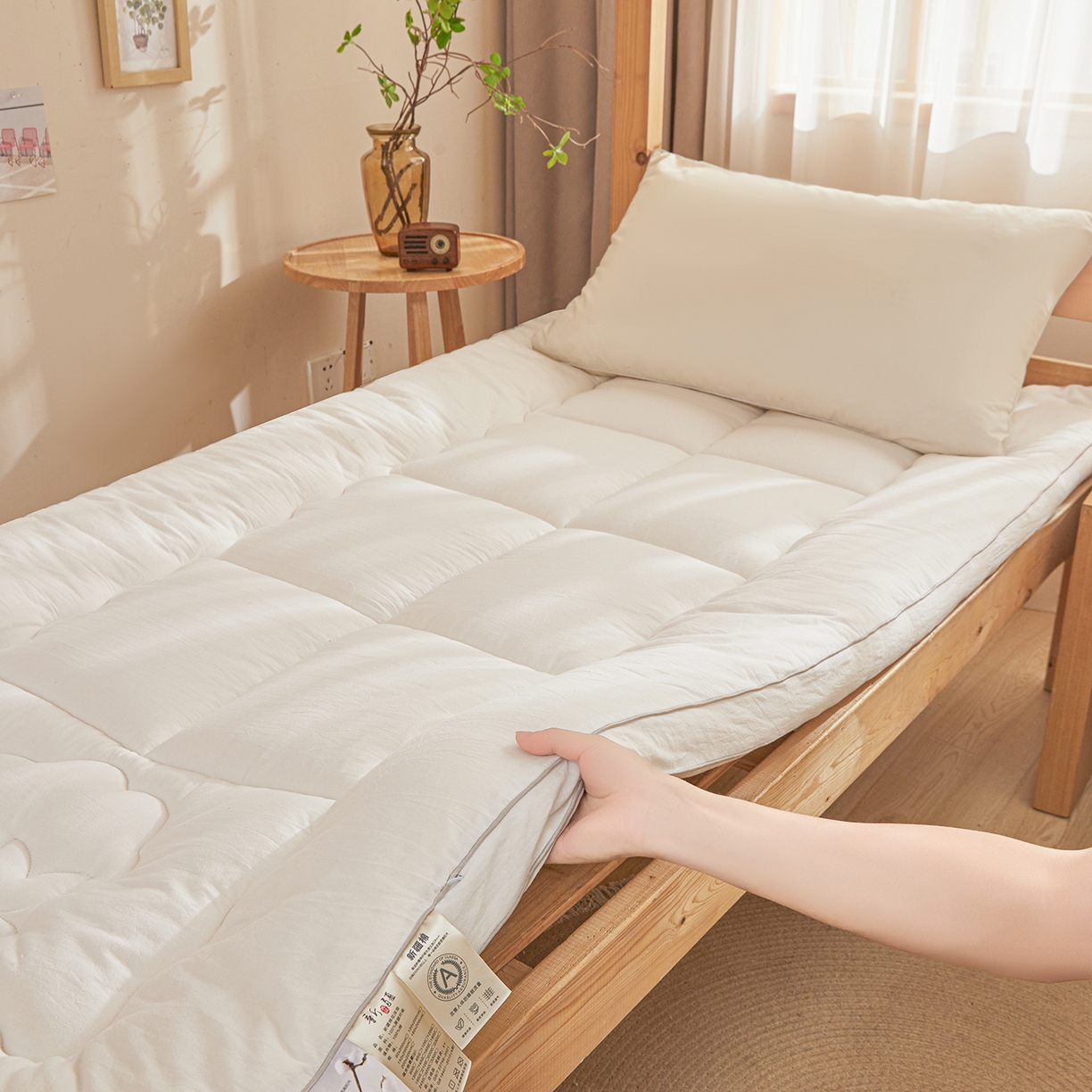 91家纺网 家纺一手货源 找家纺 （总）西域种棉人·千百笠 2025新款A类填充100%棉新疆棉花褥子10A抗菌床垫垫被软垫家用棉花被