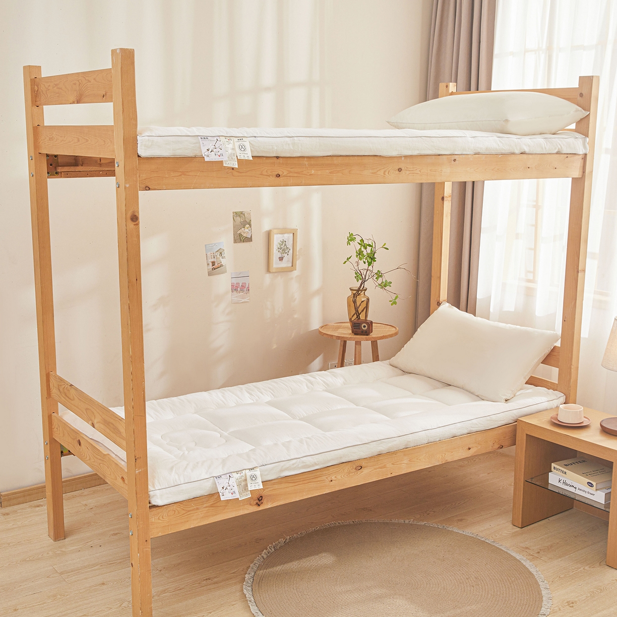 91家纺网 家纺一手货源 找家纺 西域种棉人·千百笠 2025新款A类填充100%棉新疆棉花褥子10A抗菌床垫垫被软垫家用棉花被 简语床垫-白