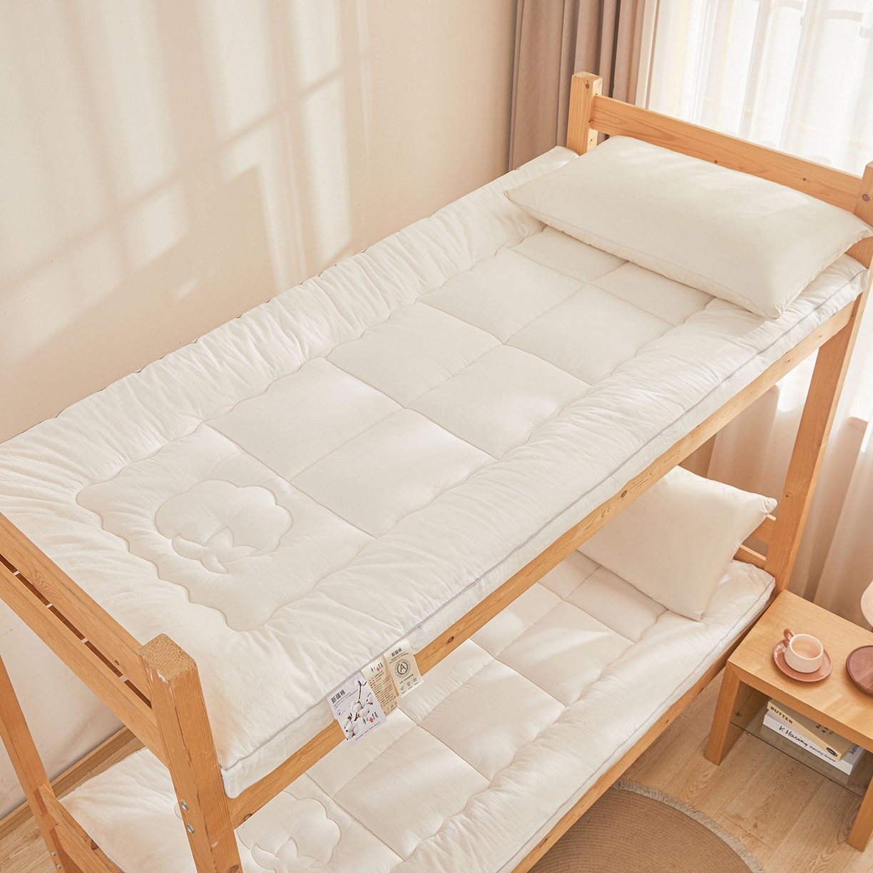 91家纺网 家纺一手货源 找家纺 西域种棉人·千百笠 2025新款A类填充100%棉新疆棉花褥子10A抗菌床垫垫被软垫家用棉花被 简语床垫-白