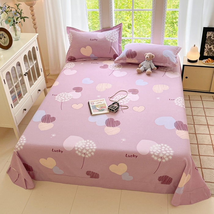 91家纺网 家纺一手货源 找家纺 莱通家纺 2025新款新疆棉加厚生态磨毛印花系列单床单单品床单单件床单 怦然心动