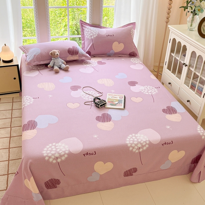 91家纺网 家纺一手货源 找家纺 莱通家纺 2025新款新疆棉加厚生态磨毛印花系列单床单单品床单单件床单 怦然心动