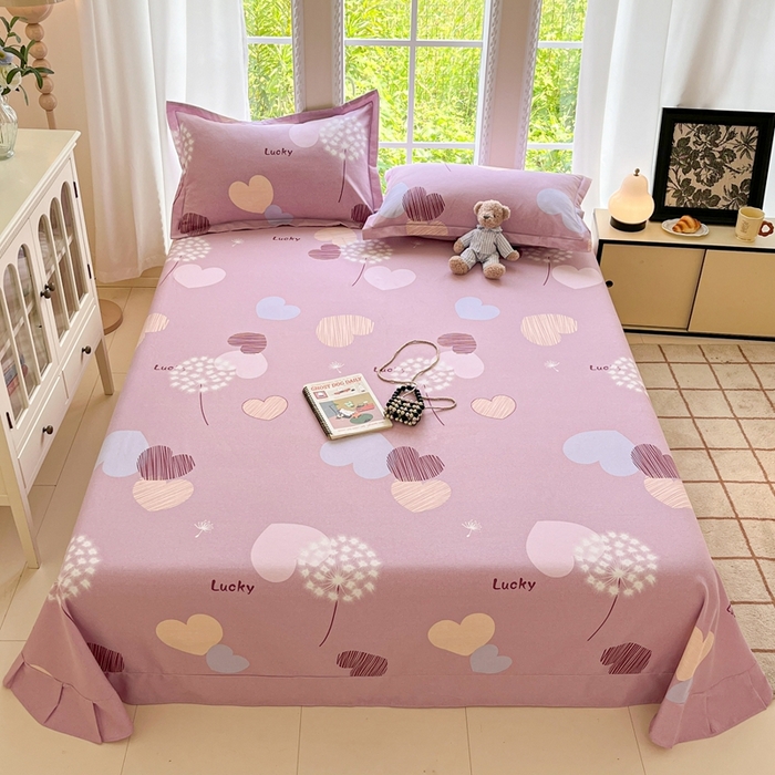 91家纺网 家纺一手货源 找家纺 莱通家纺 2025新款新疆棉加厚生态磨毛印花系列单床单单品床单单件床单 怦然心动