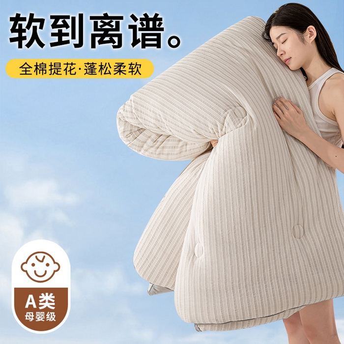 91家纺网 家纺一手货源 找家纺 憨豆家纺 2026新款全棉纯棉提花大豆被纯棉春秋被冬被子被芯（含买家秀） 云柔灰