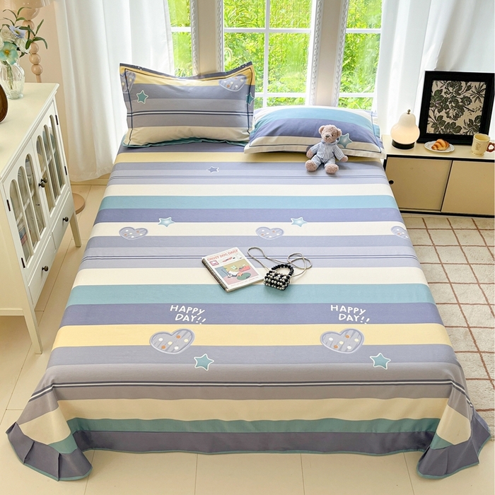 91家纺网 家纺一手货源 找家纺 莱通家纺 2025新款新疆棉加厚生态磨毛印花系列单床单单品床单单件床单 阿勒泰绿