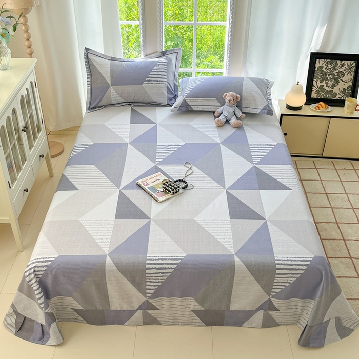 91家纺网 家纺一手货源 找家纺 莱通家纺 2025新款新疆棉加厚生态磨毛印花系列单床单单品床单单件床单 创意几何