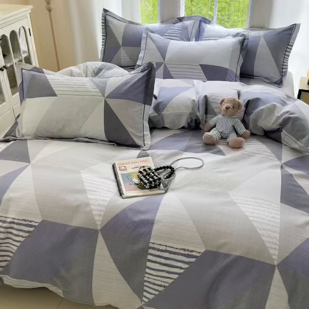 91家纺网 家纺一手货源 找家纺 莱通家纺 2025新款新疆棉加厚生态磨毛印花系列单床单单品床单单件床单 创意几何