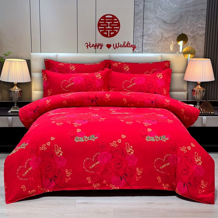 居美良品 2025新款婚庆100全棉纯棉大红磨毛系列被套单件单被套 幸福的味道