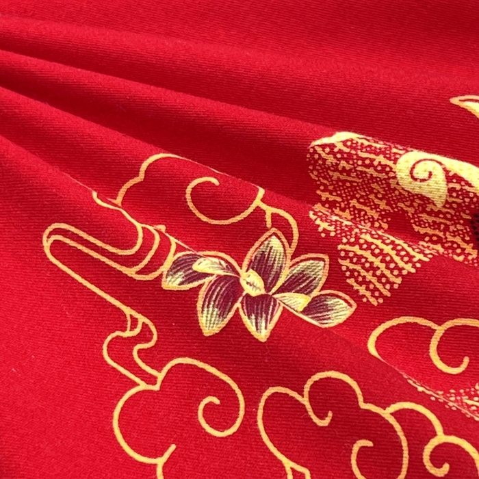 91家纺网 家纺一手货源 找家纺 居美良品 2025新款婚庆100全棉纯棉大红磨毛系列被套单件单被套 百子百福