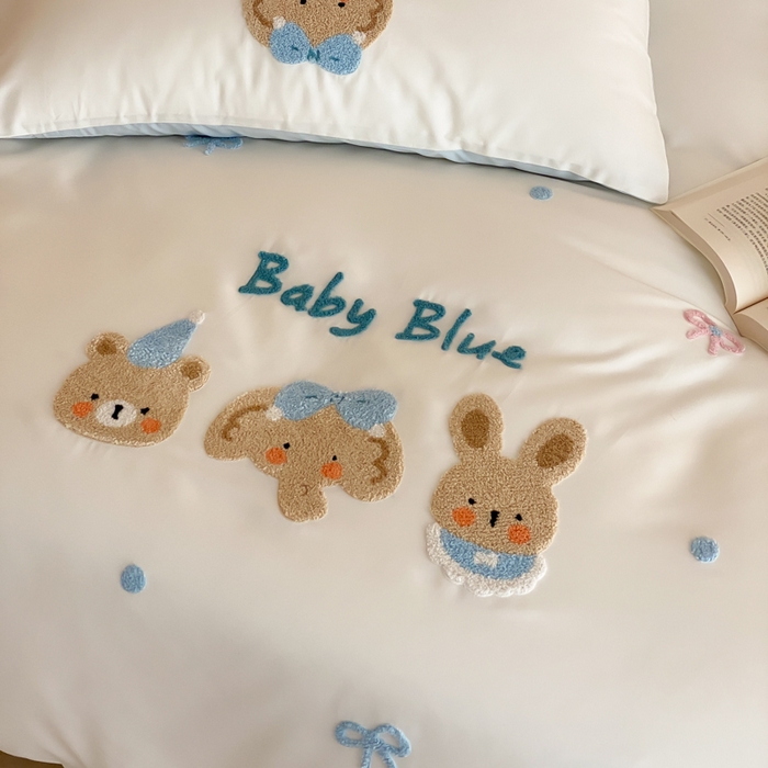 91家纺网 家纺一手货源 找家纺 （总）云栖2025全棉刺绣纯色纯棉长绒棉四件套-乐萌系列