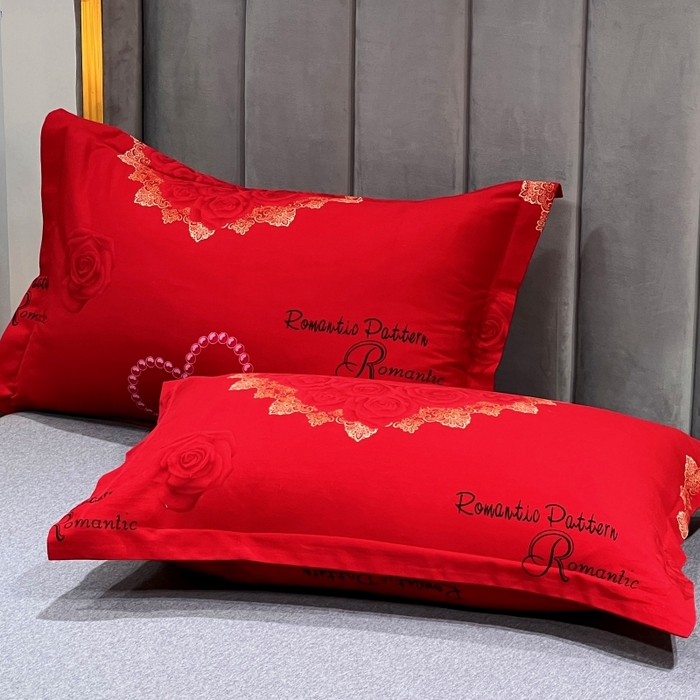 91家纺网 家纺一手货源 找家纺 （总）居美良品 2025新款婚庆100全棉纯棉大红磨毛系列枕套单件单枕套