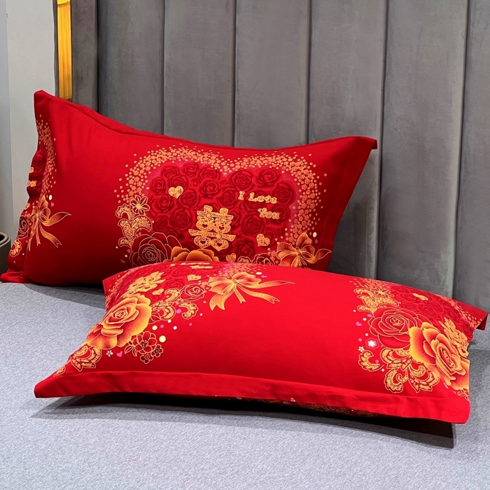 91家纺网 家纺一手货源 找家纺 （总）居美良品 2025新款婚庆100全棉纯棉大红磨毛系列枕套单件单枕套