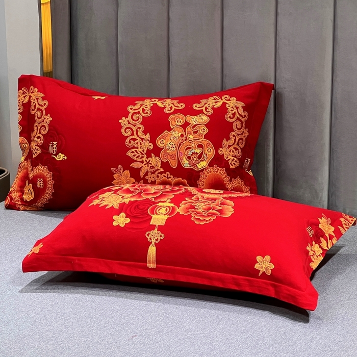 91家纺网 家纺一手货源 找家纺 （总）居美良品 2025新款婚庆100全棉纯棉大红磨毛系列枕套单件单枕套