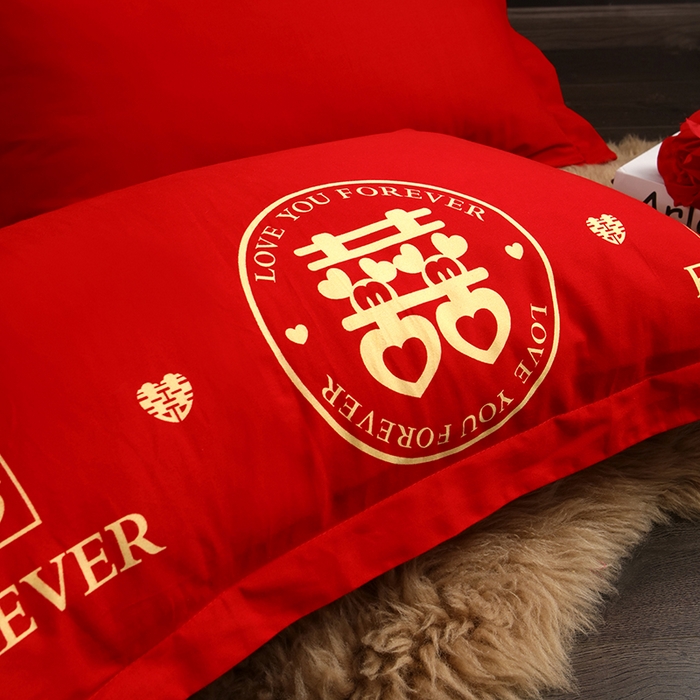 91家纺网 家纺一手货源 找家纺 （总）居美良品 2025新款婚庆100全棉纯棉大红磨毛系列枕套单件单枕套