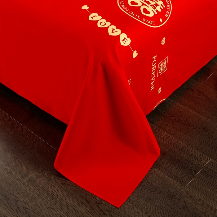 91家纺网 家纺一手货源 找家纺 （总）居美良品 2025新款婚庆100全棉纯棉大红磨毛四件套