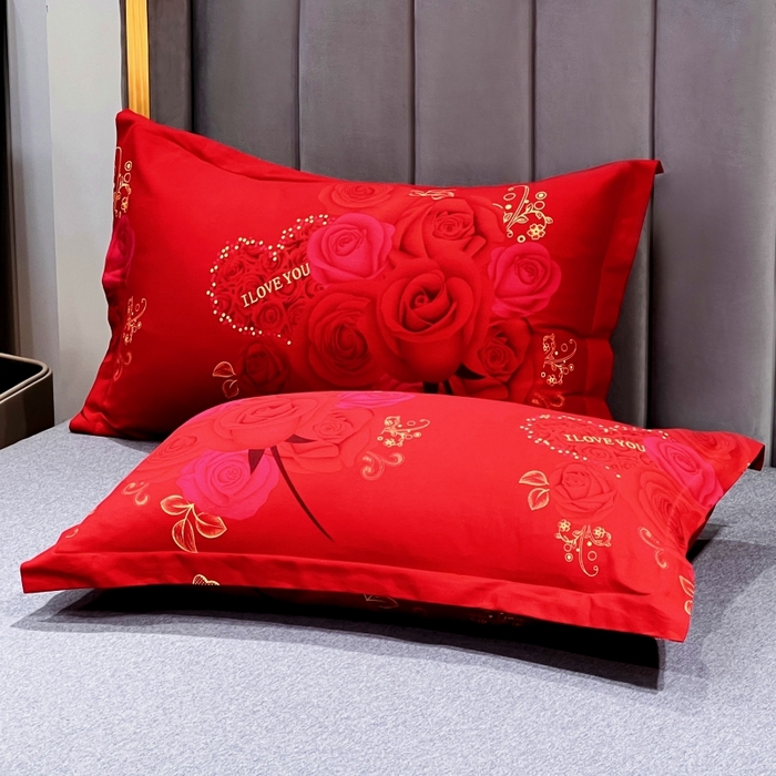 91家纺网 家纺一手货源 找家纺 居美良品 2025新款婚庆100全棉纯棉大红磨毛四件套 幸福的味道